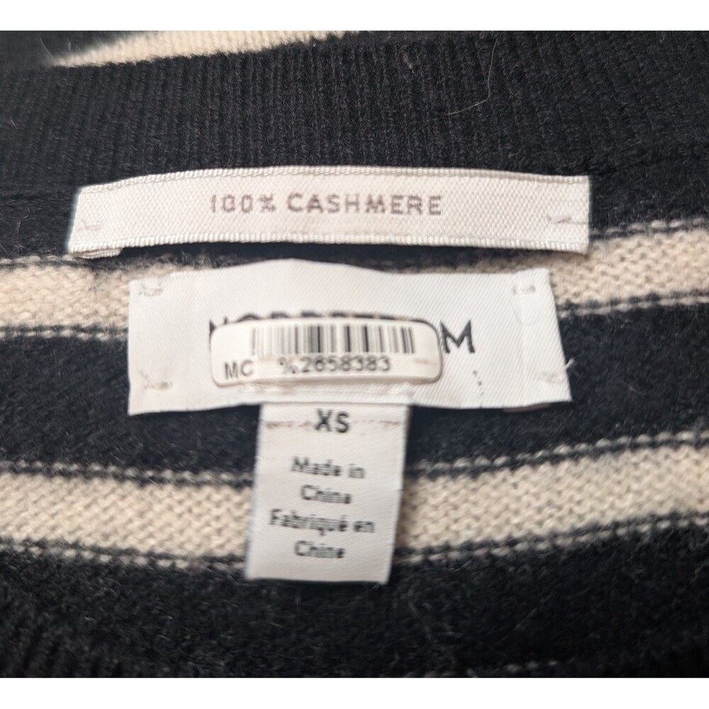 Nordstrom Size XS Cashmere Sweater Breton Stripes Nautical Parisian Chic Luxury - Picture 7 of 10